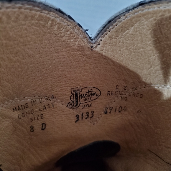Justin Boots 3133 E Black Leather traditional Roper Boots Mens Size 8 D - Picture 7 of 11